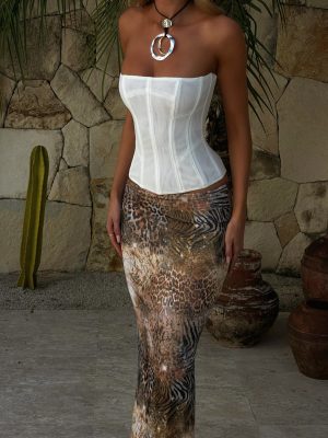 SOLA MESH CORSET TOP WHITE