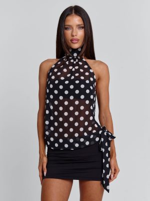 ORIANE MINI DRESS BLACK POLKA DOT